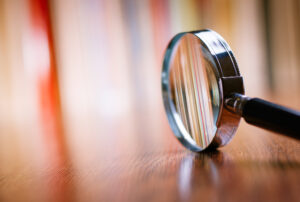 magnifying glass on table