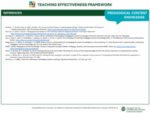 Pedagogical Content Knowledge references
