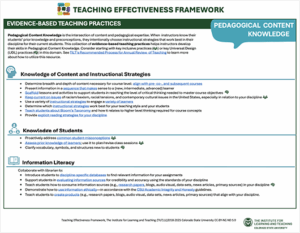 Pedagogical Content Knowledge domain overview