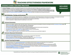 Inclusive Pedagogy domain self assessment rubric screenshot