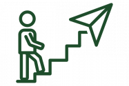 Colorado state green icon of a person walking up stairs